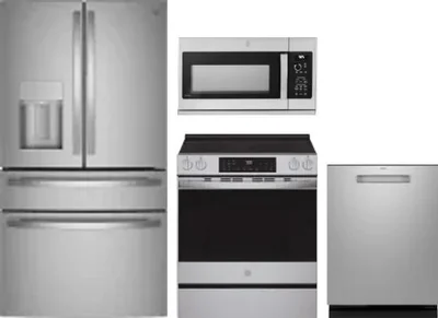 4 Piece Package Includes Refrigerator, Range, Microwave And Dishwasher